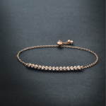 Women Rose Gold & White Brass Crystals Handcrafted Rose Gold-Plated Link Bracelet