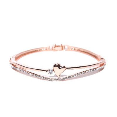 Rose Gold-Plated Handcrafted Stone-Studded Bracelet