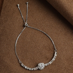 Women Silver-Toned & White Cubic Zirconia Embellished Link Bracelet