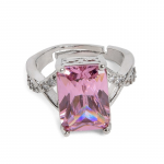 Women Silver-Toned Purple Stoned Designer Ring