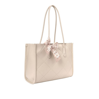 White Textured PU Structured Handheld Bag