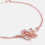 Women Rose Gold-Toned & White Crystal Studded Marquise Vine Bracelet