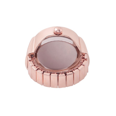 Rose-Gold-Plated Dial Analog Watch Stretchable Finger Ring