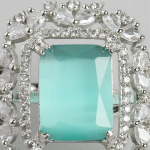 Silver-Plated AD-Studded Adjustable Finger Ring