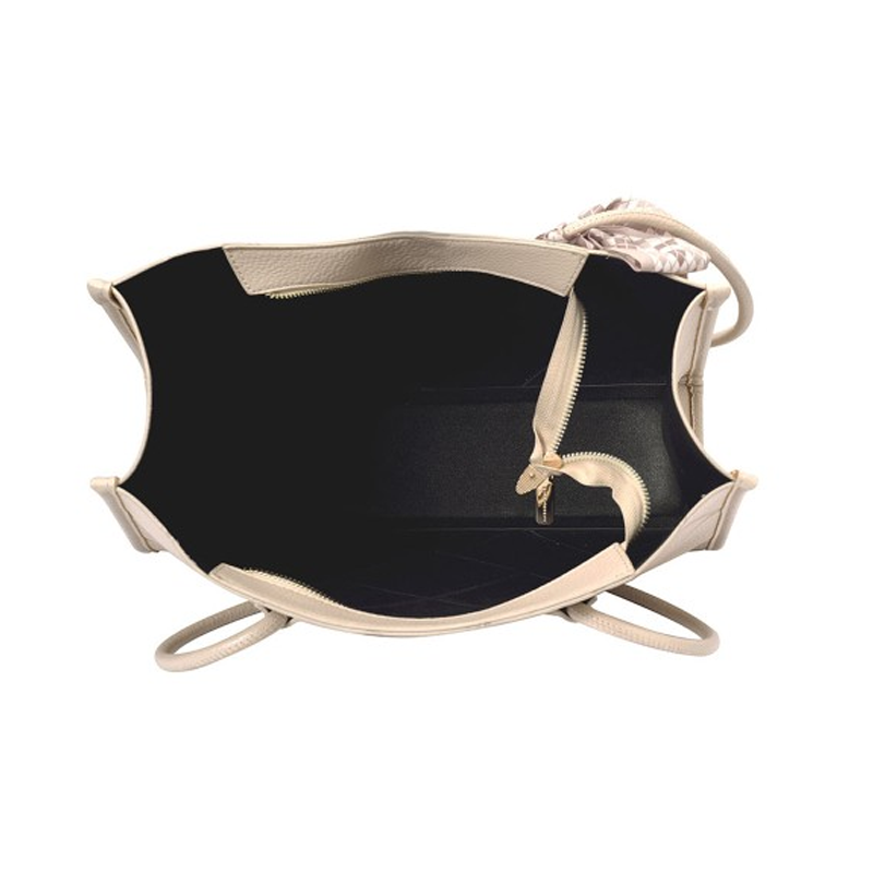 White Textured PU Structured Handheld Bag