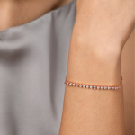 Women Rose Gold & White Brass Crystals Handcrafted Rose Gold-Plated Link Bracelet