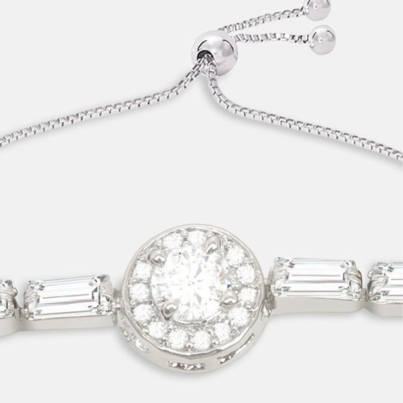 Women Silver-Toned & White Cubic Zirconia Embellished Link Bracelet
