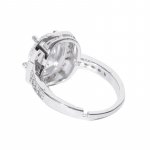 Silver-Plated Stone-Studded Adjustable Finger Ring