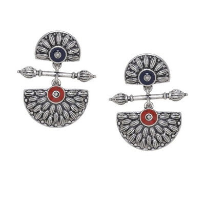 Gold-Plated Zircon Studded & Pearls Beaded Drop Earrings